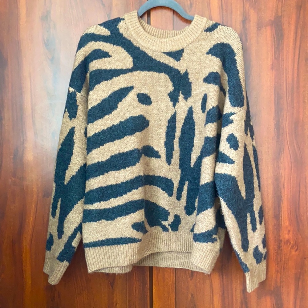 Tiger print knit sweater